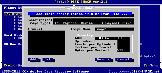 Active@ Disk Image for DOS. Disk Image restoration 2