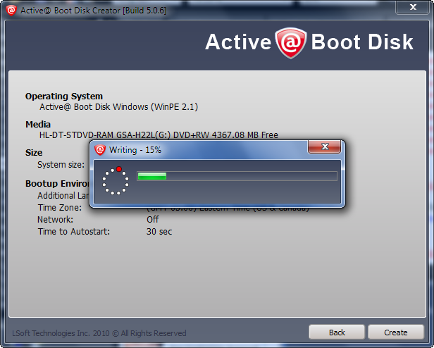 create active disk image free boot cd